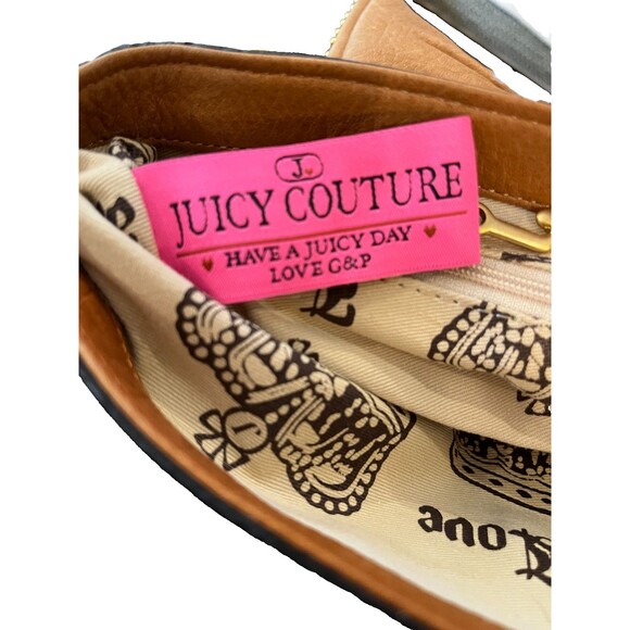 Vintage Y2K Tan Juicy Couture Leather Charms Mini Skeleton Key Purse Bag Clutch